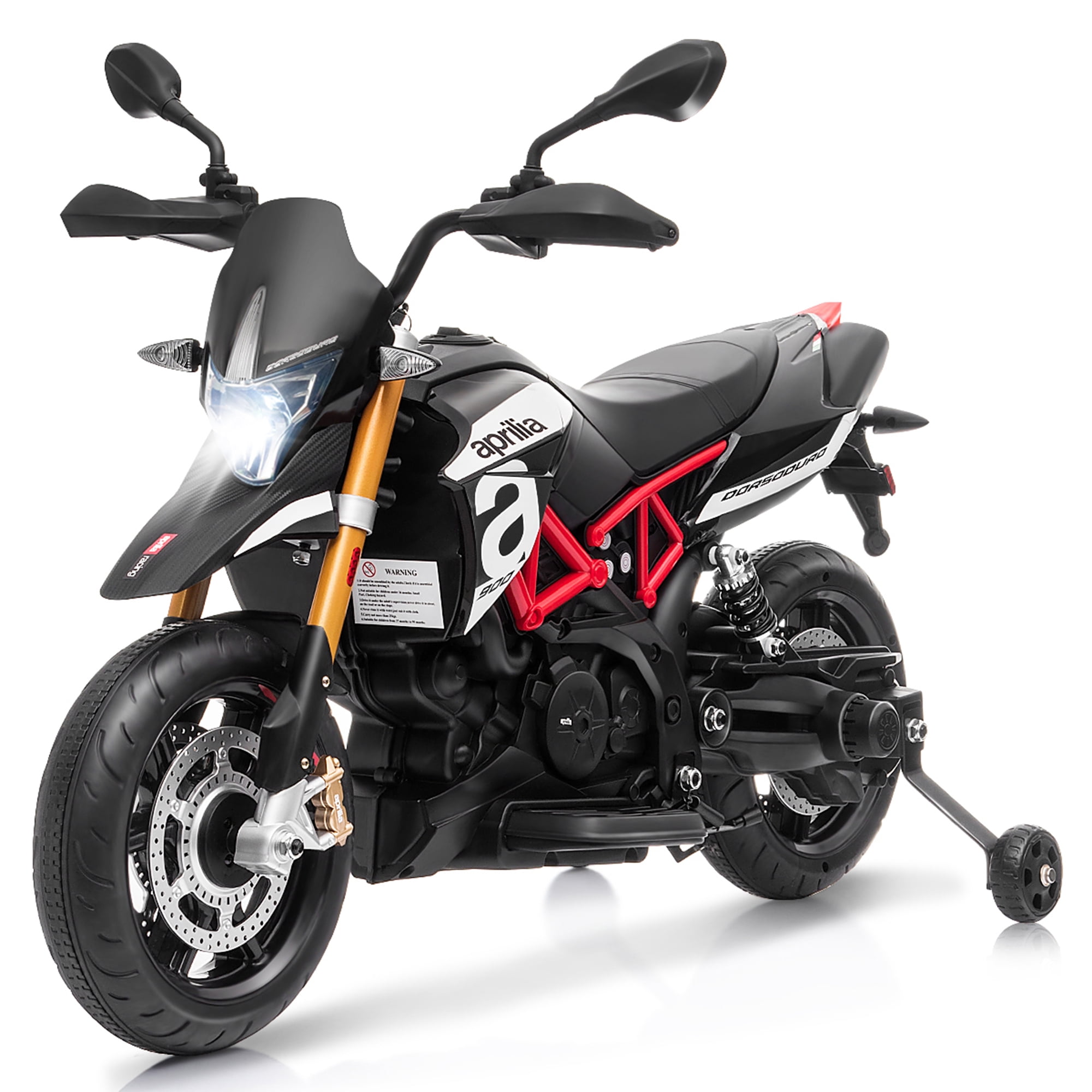 Gymax 12V Licensed Kids Ride On Motorcycle w/ Headlight Training Wheel Black