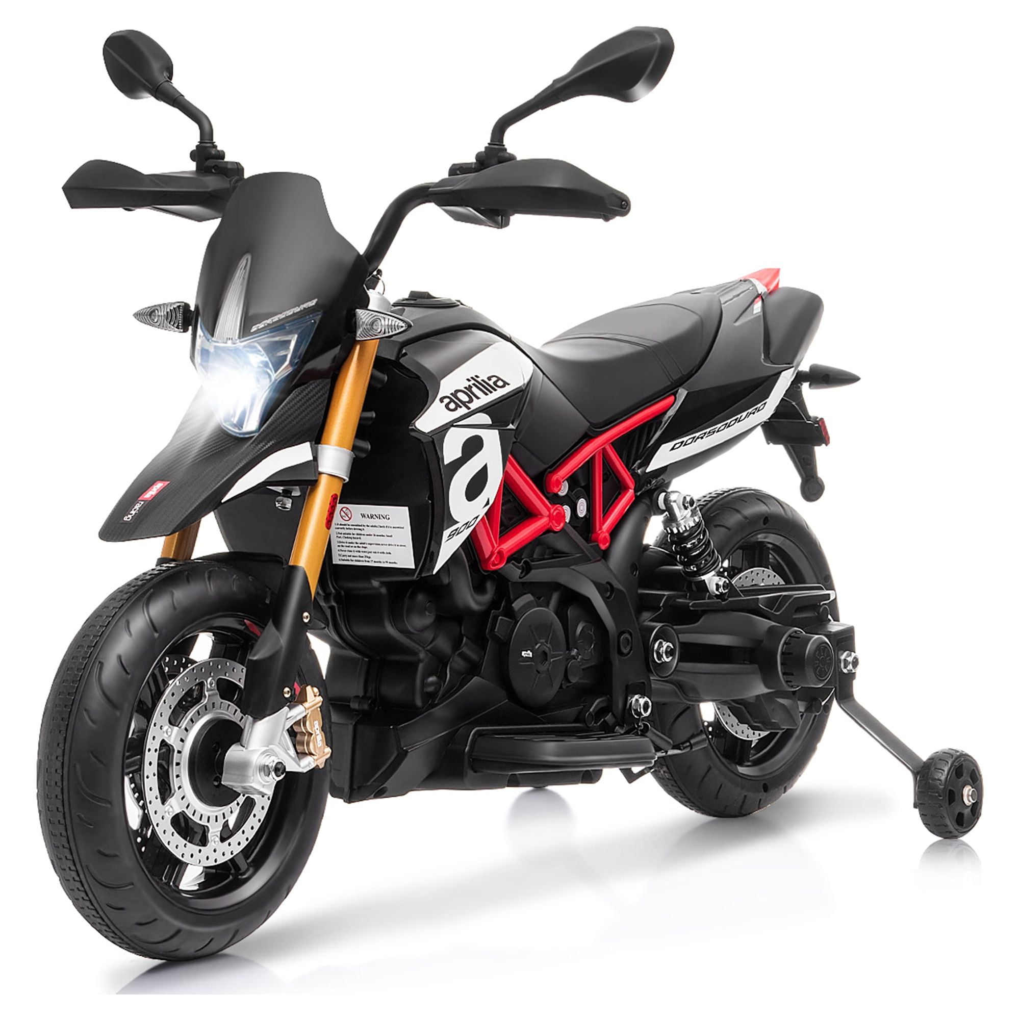 Gymax 12V Licensed Kids Ride On Motorcycle w/ Headlight Training Wheel Black
