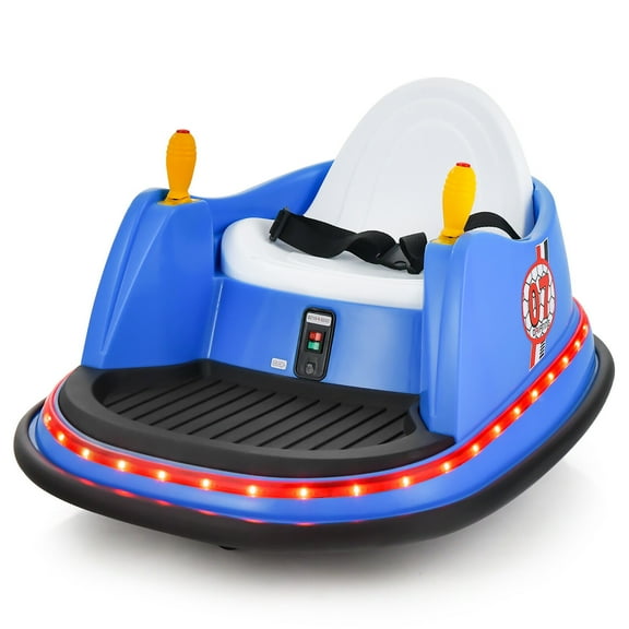 Gymax 12V Vehicle 360 Degree Spin Race Toy Kids Ride On Bumper Car w/ Remote Control Blue