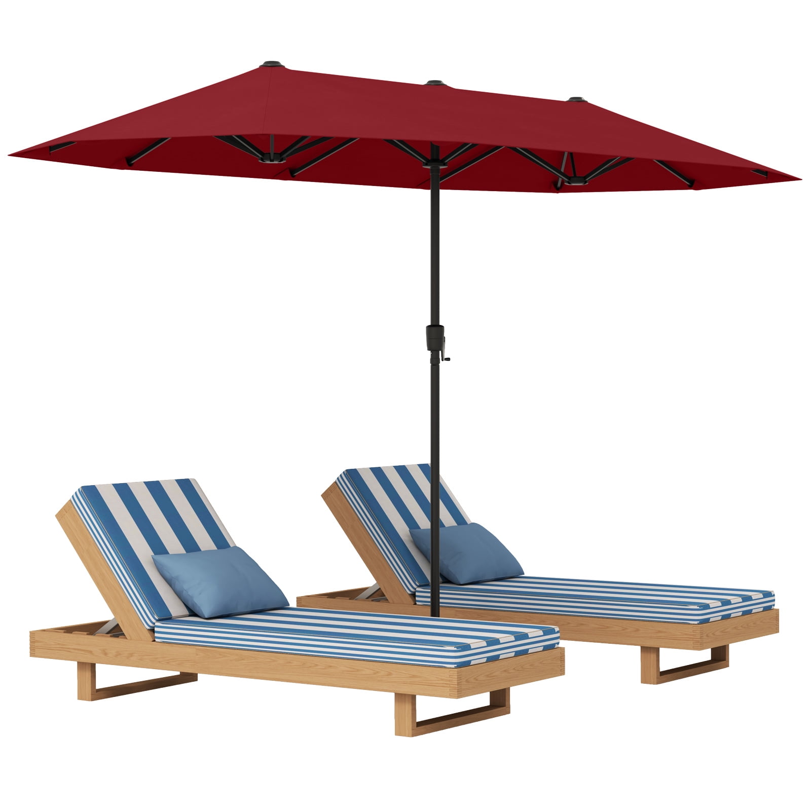 Gymax 13 FT Double-sided Patio Umbrella Outdoor Large Twin Size Umbrella Red