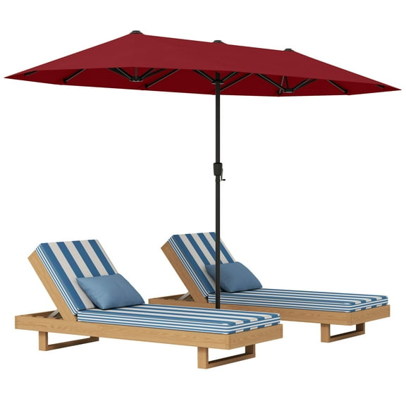 Gymax 13 FT Double-sided Patio Umbrella Outdoor Large Twin Size Umbrella Red