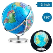Gymax 13 Illuminated World Globe 720 Degree Rotating Education Cartography Map W/ LED