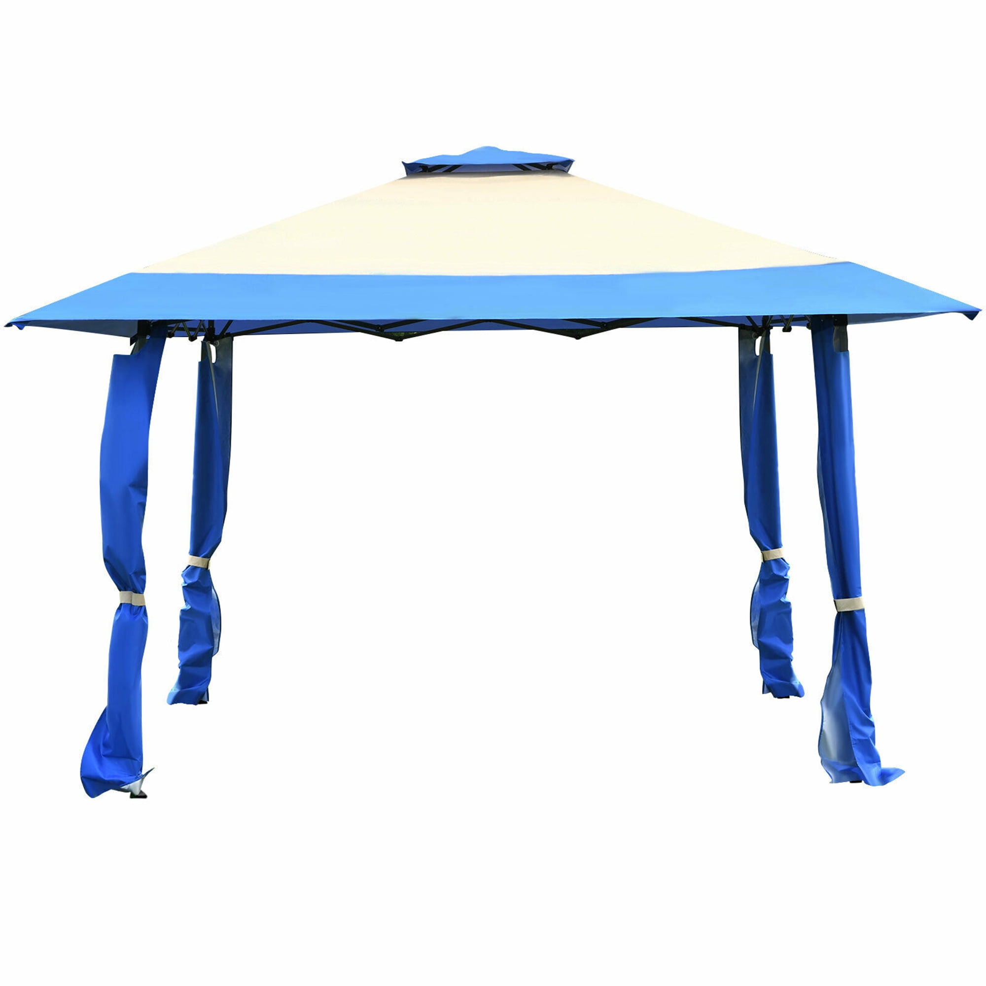 Blue and Beige 13' x 13' Pop-Up Canopy Tent with Steel Frame