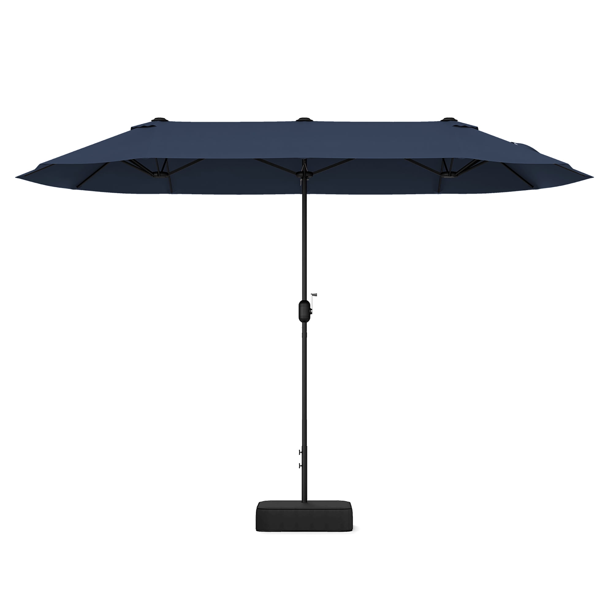 Gymax 13FT Double-sided Patio Umbrella w/ Crank Handle Umbrella Base Safety Lock Navy