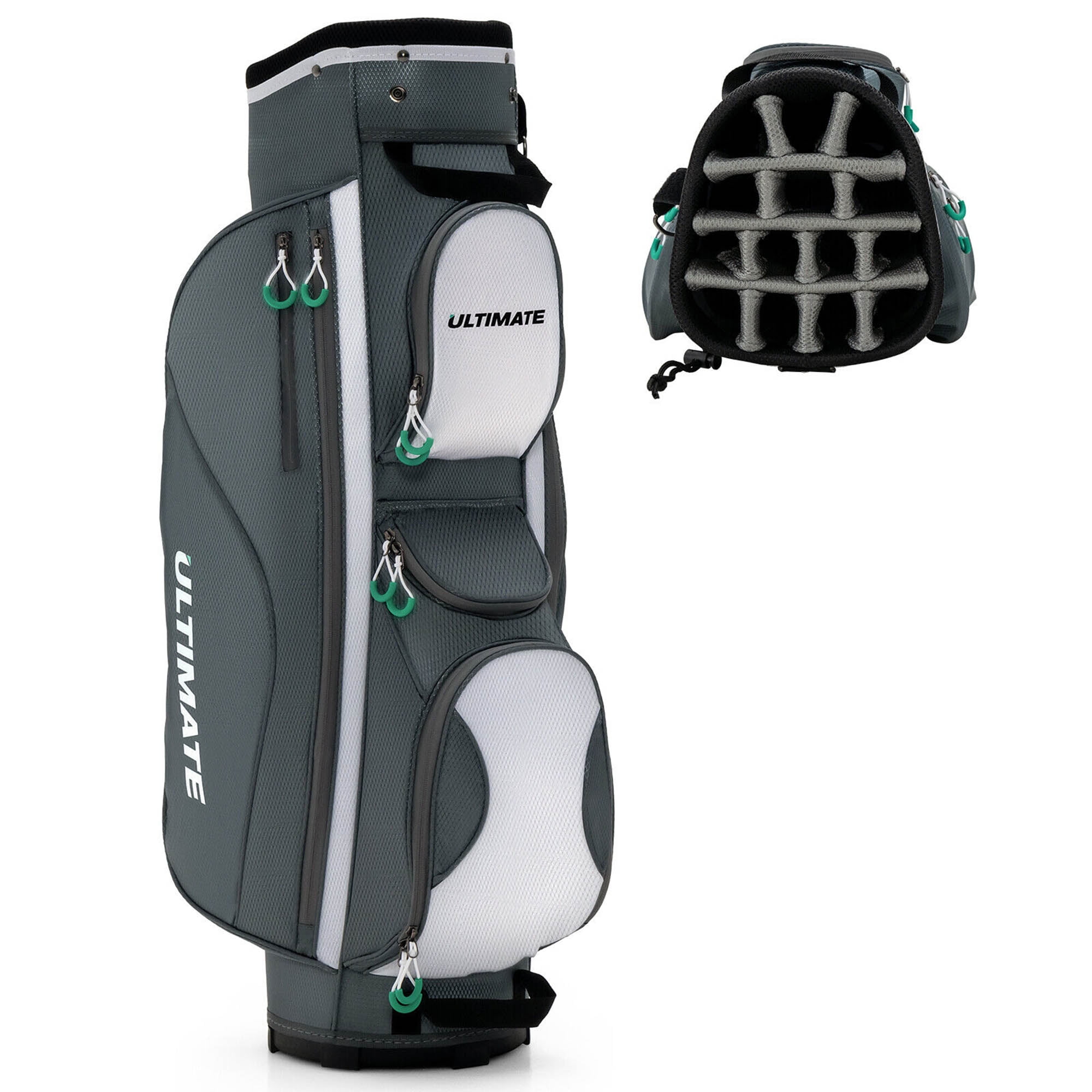 Gymax 14 Dividers Golf Cart Bag w/ 7 Zippered Pocket Cooler Bag