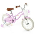 thumbnail image 1 of Gymax 14'' Kids Bicycle Children's Training Bicycle w/ Removable Training Wheels & Basket Purple, 1 of 9