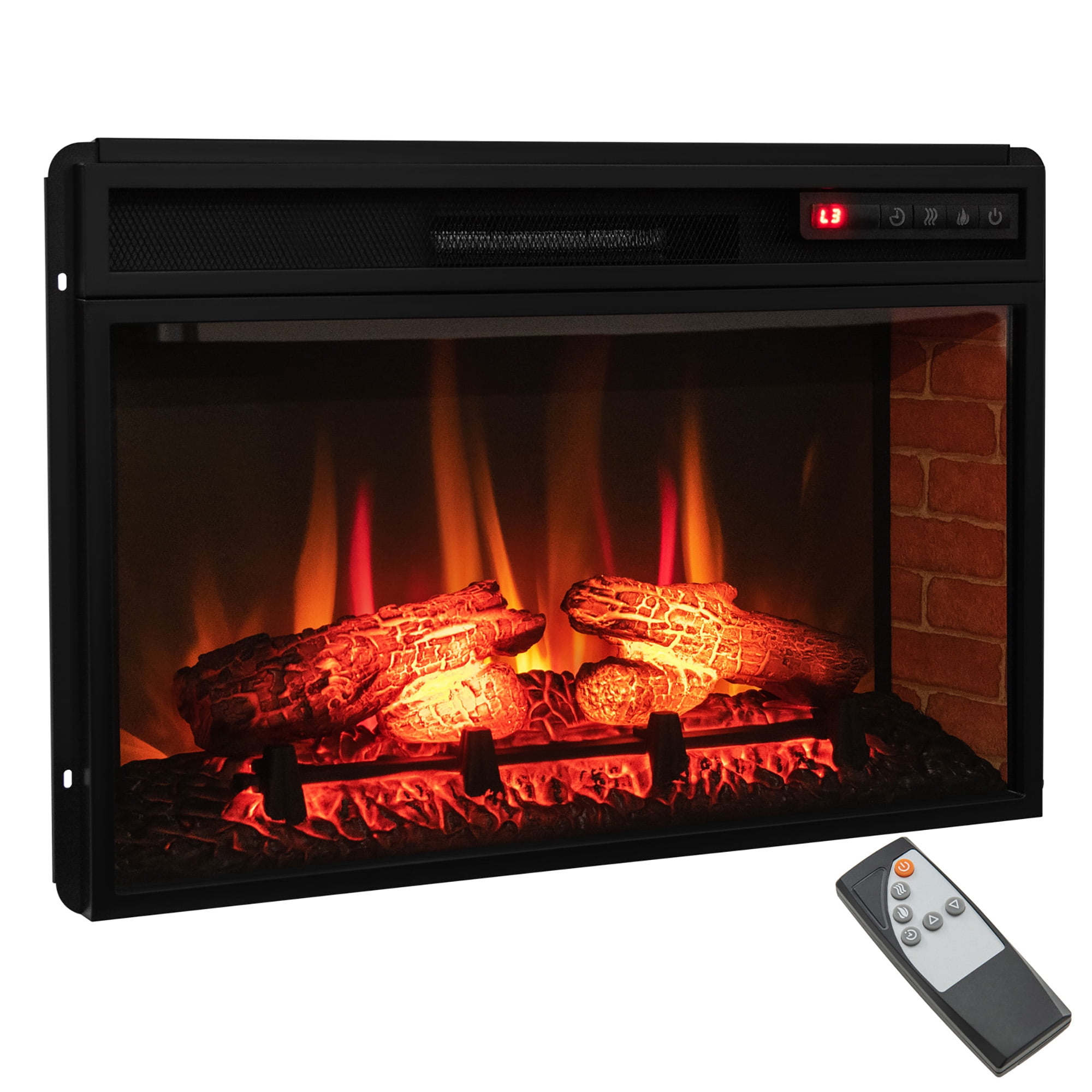 Gymax Electric Fireplace, 1400W, 26Inch, 4777 BTU with Remote, Recessed ...