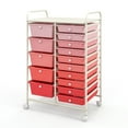 thumbnail image 1 of Gymax 15 Drawer Rolling Storage Cart Opaque Multicolor Drawers Home Organizer Mixed Pink, 1 of 10