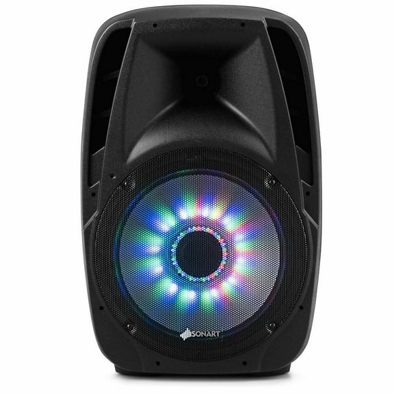 Gymax 15'' Portable 1500W 2-Way Powered Speaker With Illuminating Light