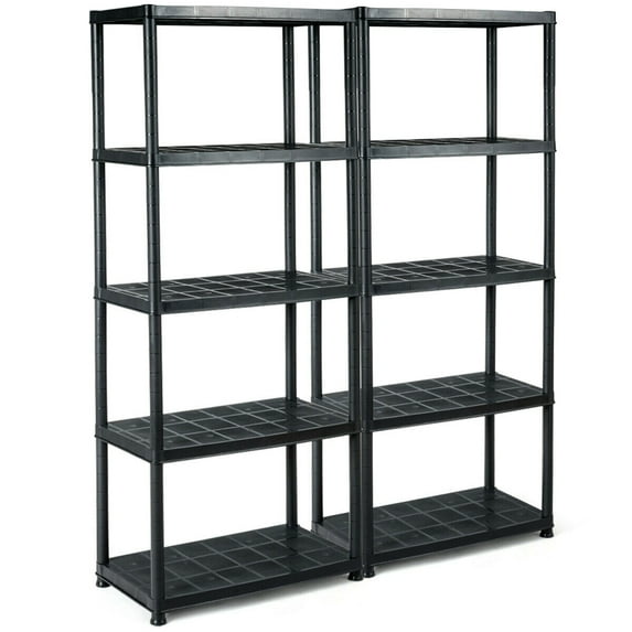 Gymax 2 PCS 5-Tier Ventilated Shelving Storage Rack Free Standing Multi-Use Shelf Unit