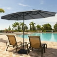 thumbnail image 1 of Gymax 15 ft Double-Sided Patio Twin Umbrella Extra-Large Market Umbrella w/ Base Grey, 1 of 9
