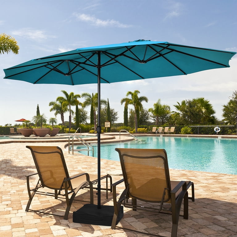 15ft double-sided extra large patio twin umbrella Gymax 15ft Double-Sided Patio Twin Umbrella, Extra-Large Outdoor Yard  Garden Market Umbrella w/ Base, Turquoise