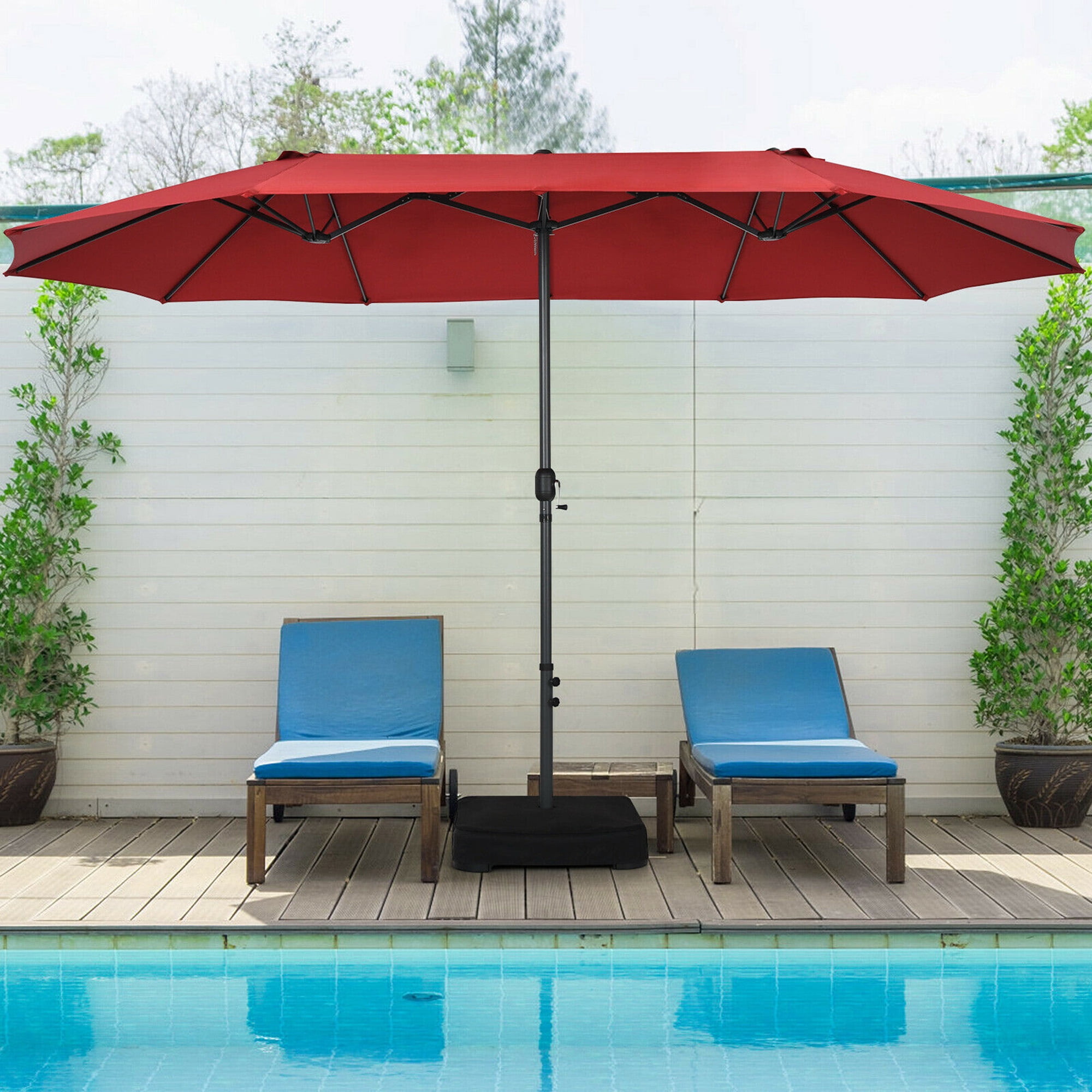commercial grade outdoor patio umbrella twin pole Grand 10x10 FT Large Patio with Base, Double-Sided Cantilever Aluminum Umbrella, Offset Umbrella with Cover for Use, Poolside, Deck, Backyard, Gray : Patio, Lawn & Garden The PURPLE LEAF 15 FT Patio Market Umbrella Costway 15FT Patio Double-Sided Umbrella