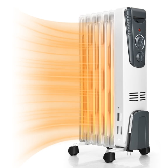 Gymax 1500W Oil Filled Radiator Heater Portable Space Heater w/ 3 Heat Settings