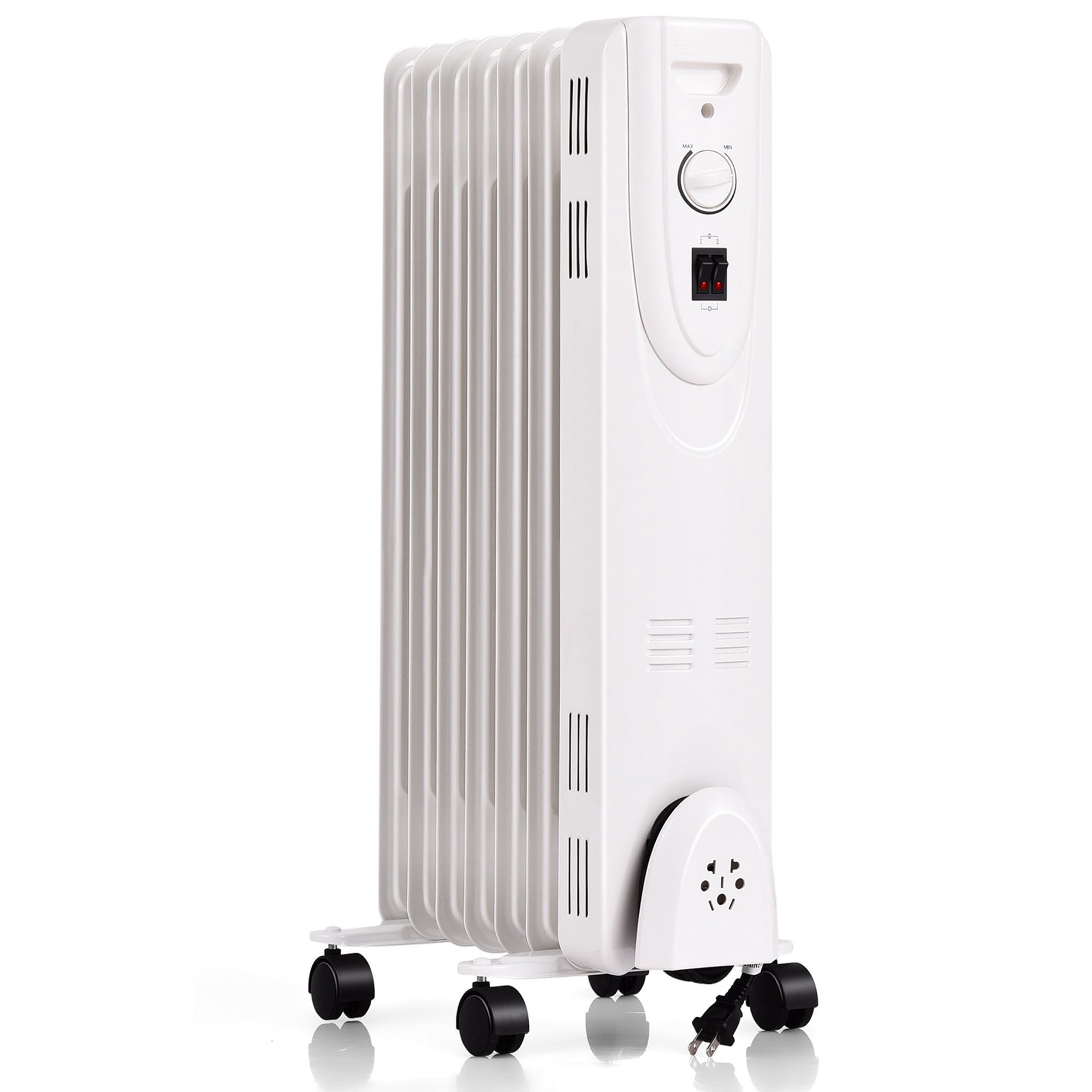Gymax 1500W Portable Oil Filled Radiator Space Heater w/ Wheels Adjustable  Thermostat - Walmart.com