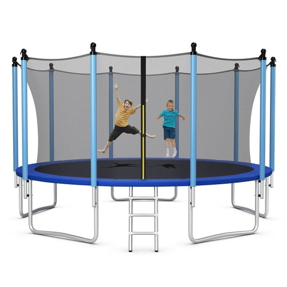 Gymax 15FT Jumping Exercise Recreational Bounce Trampoline for Kids W/Safety Enclosure