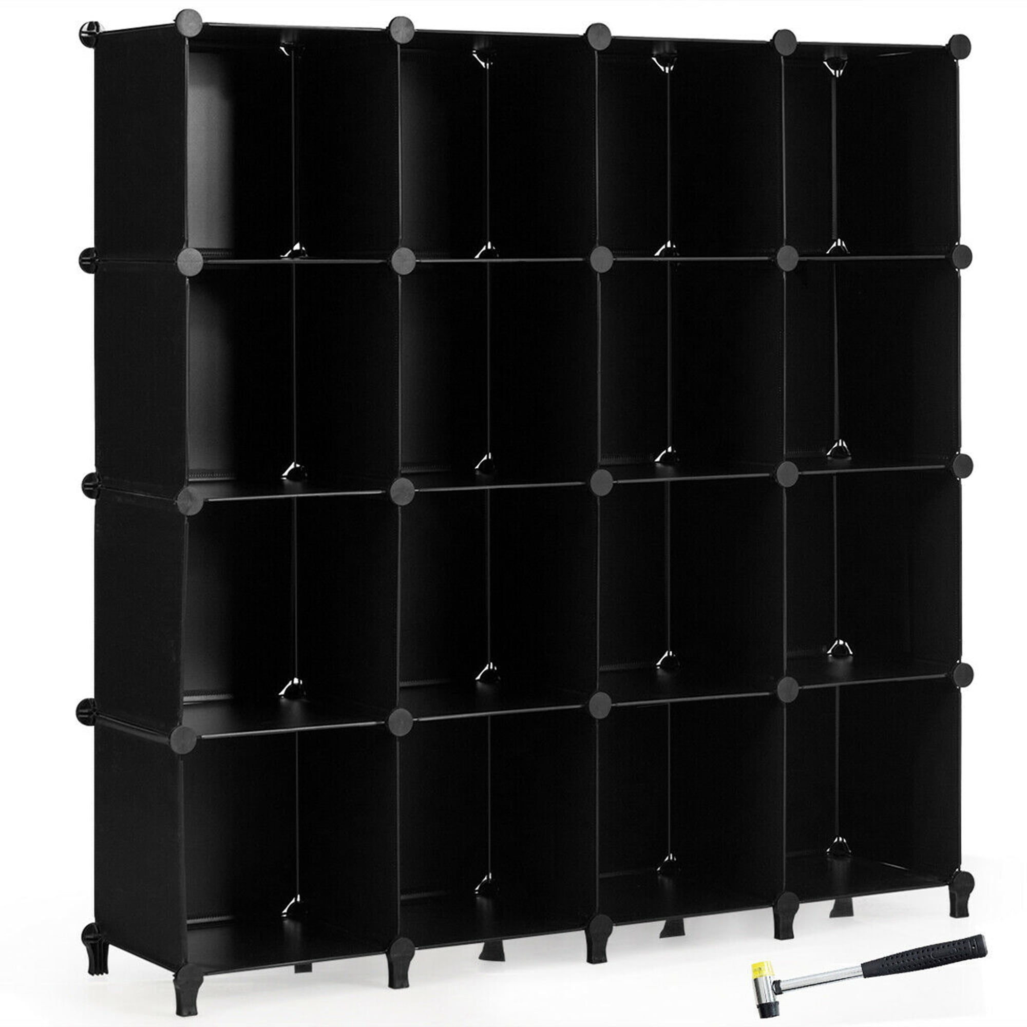 Gymax Stackable 16-Cube Storage Organizer, Cubic Shelf Units, 49.5'' X ...
