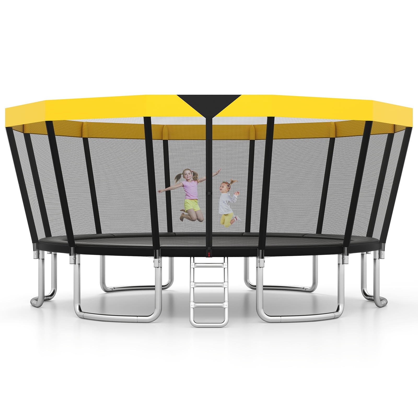Gymax 16 FT Outdoor Trampoline w/Non-Slip Ladder Enclosure Net & Anti-Rust Coating