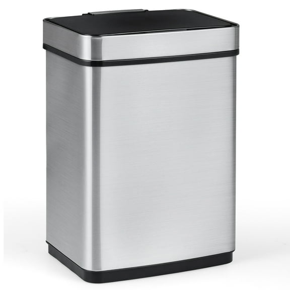 Gymax 16 Gallon Trash Can w/Dual Compartments for Bedroom Bathroom Kitchen Stay Open