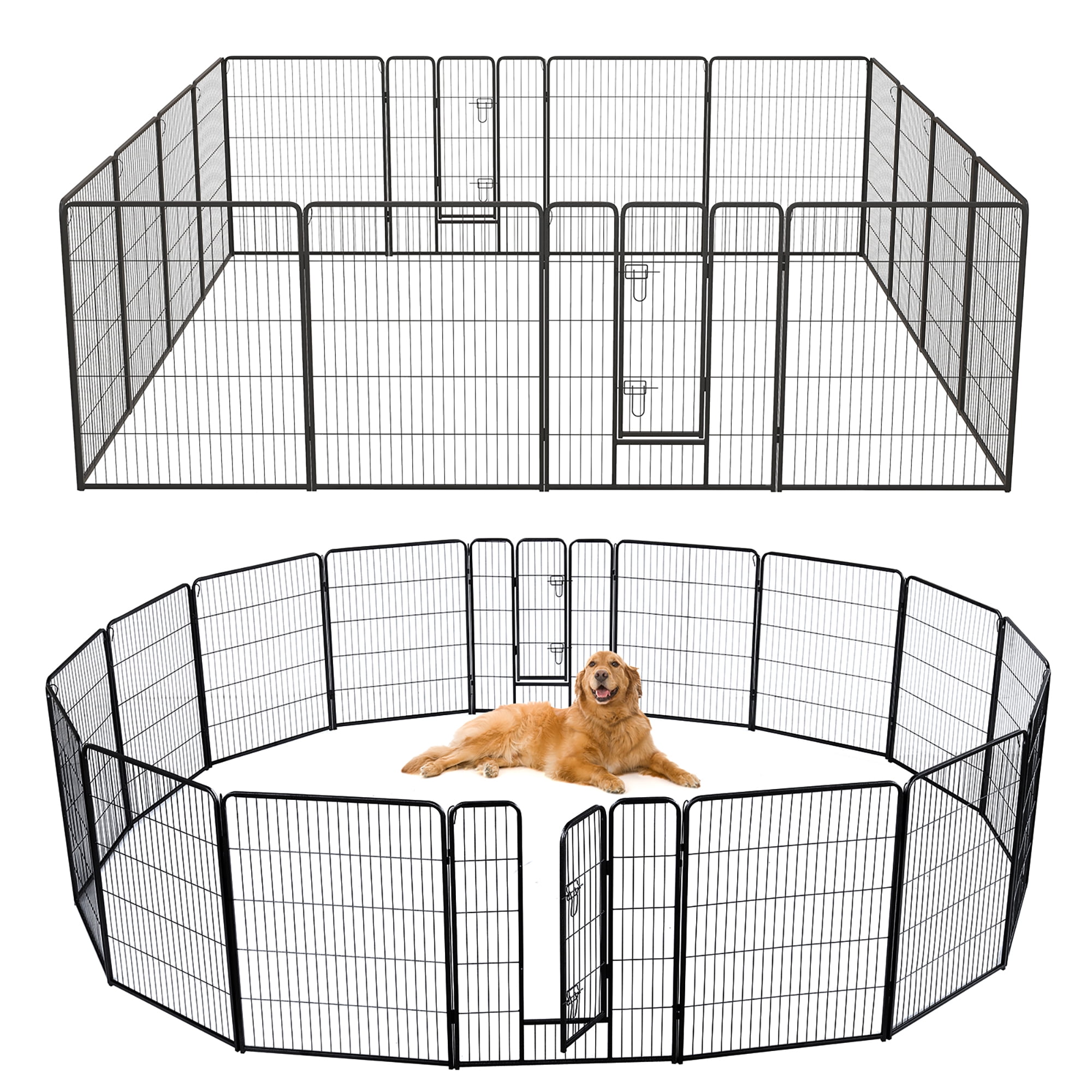 Heavy Duty Black Metal 40-Inch 16-Panel Pet Playpen