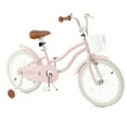 thumbnail image 1 of Gymax 18'' Kids Bicycle Children's Training Bicycle w/ Removable Training Wheels & Basket Pink, 1 of 9