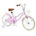 thumbnail image 1 of Gymax 18'' Kids Bicycle Children's Training Bicycle w/ Removable Training Wheels & Basket Purple, 1 of 9