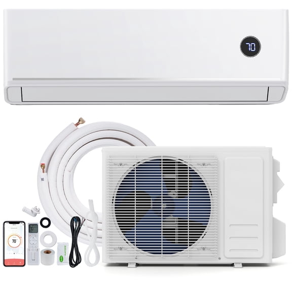 Gymax 18000 BTU Mini Split Air Conditioner & Heater 208/230V 18.1 SEER2 Wifi Enabled White