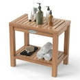 thumbnail image 1 of Gymax 19 Inch Teak Wood Shower Bench Inside Shower Stool w/ Storage Shelf for Adults, 1 of 10