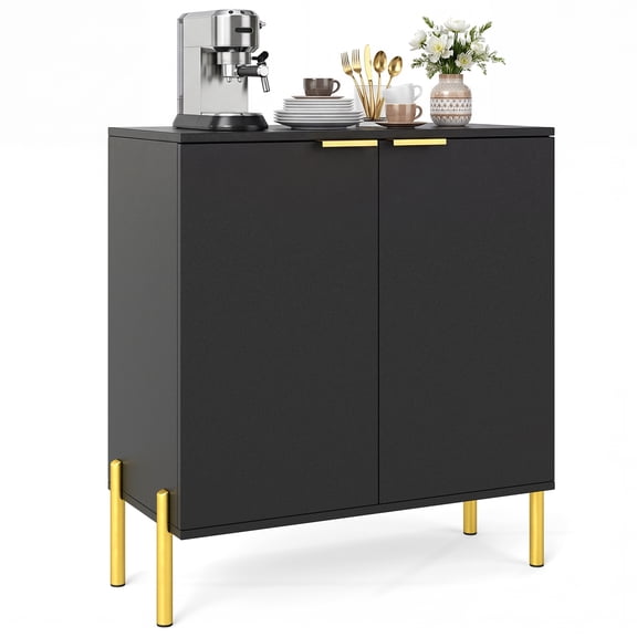 Gymax 2-Door Buffet Cabinet Sideboard Cabinet w/ Shelf Metal Legs & Anti-Tipping Kits