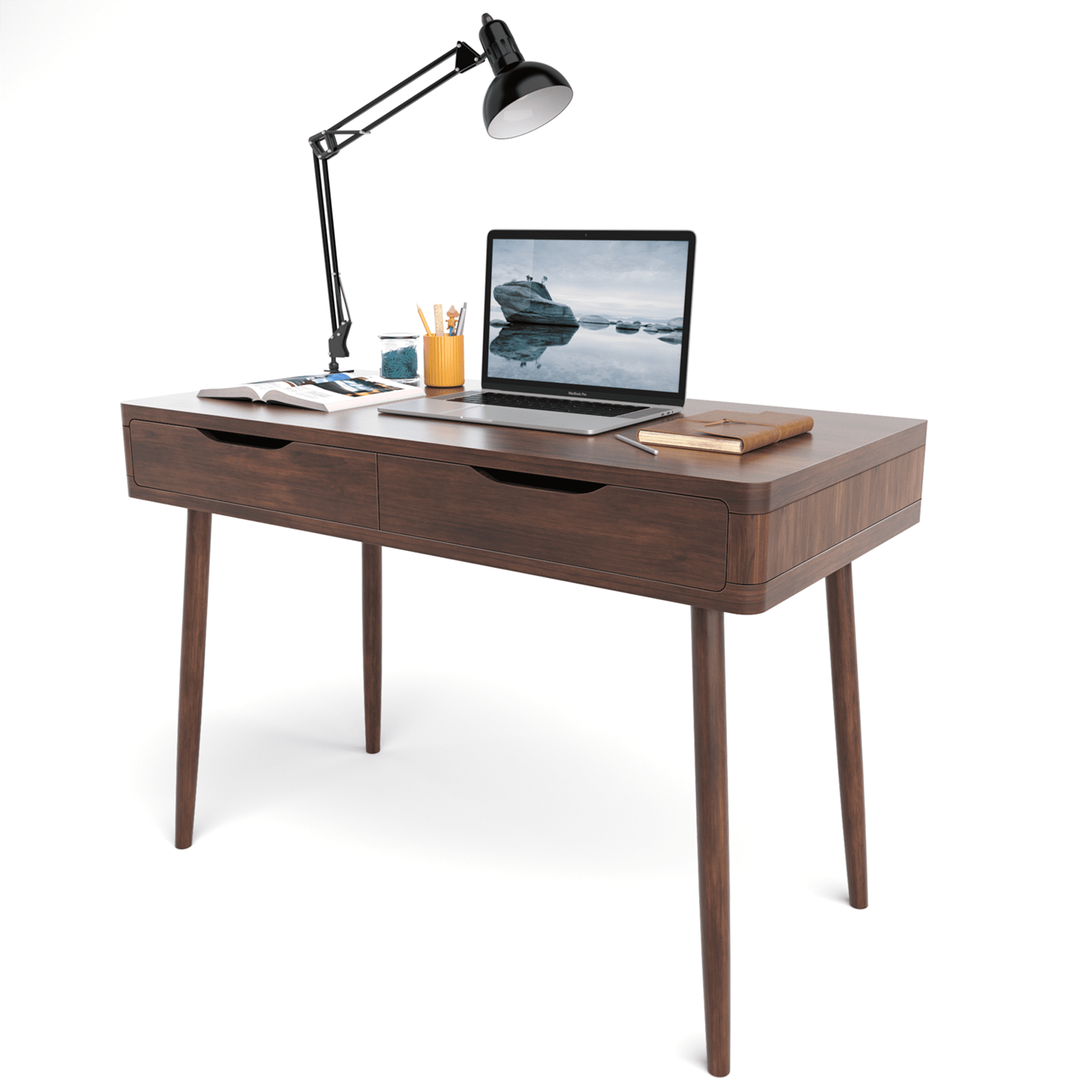 Gymax 2 Drawers MidCentury Computer Desk Study Workstation Study