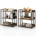thumbnail image 1 of Gymax 2 PCS 3-Tier Metal Frame Corner Bookcase w/Adjustable Shelves Rustic Brown, 1 of 10
