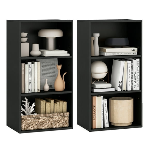 Gymax 2 PCS 3-Tier Cube Bookcase Modern Open Bookshelf w/ Adjustable Shelves