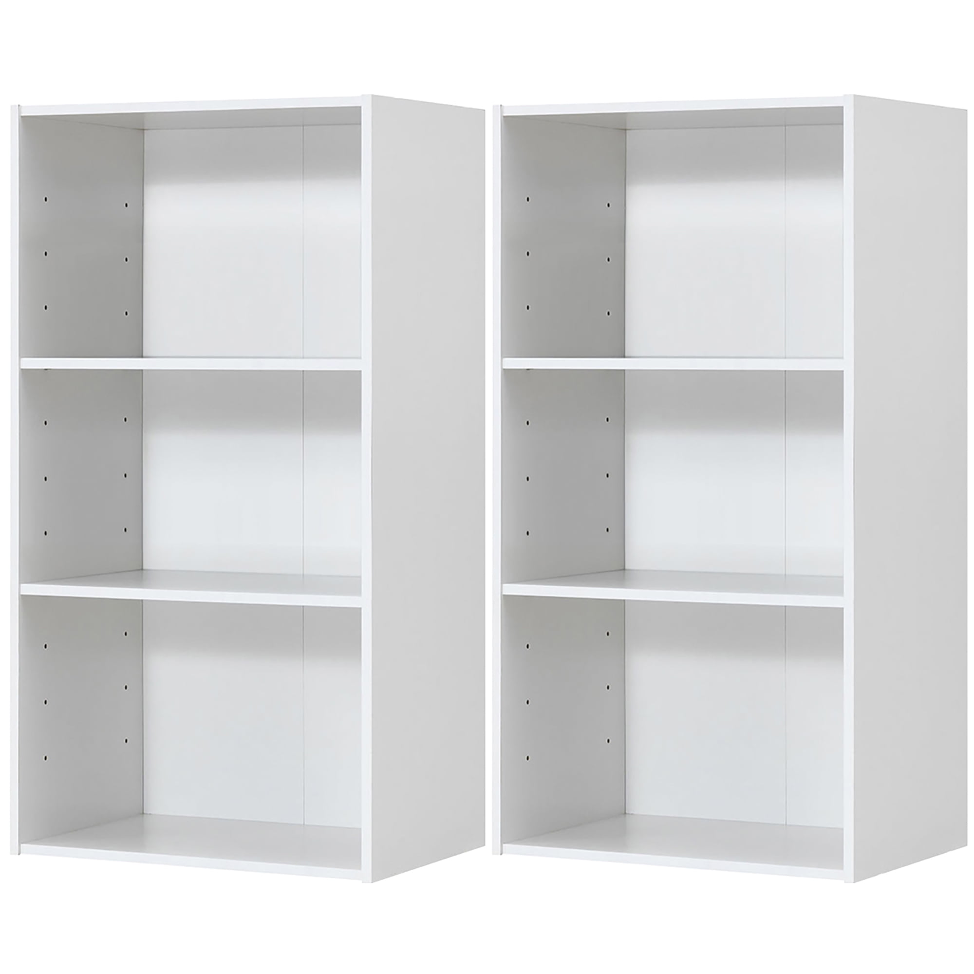Gymax 2 PCS 3 Tier Open Shelf Bookcase Multi-functional Storage Display Cabinet White