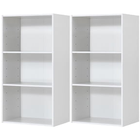 Gymax 2 PCS 3 Tier Open Shelf Bookcase Multi-functional Storage Display Cabinet White