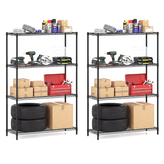 Gymax 2 PCS 4-Tier Metal Storage Shelving Unit Heavy-Duty Adjustable Utility Shelf w/ V-Shaped Wire Rack
