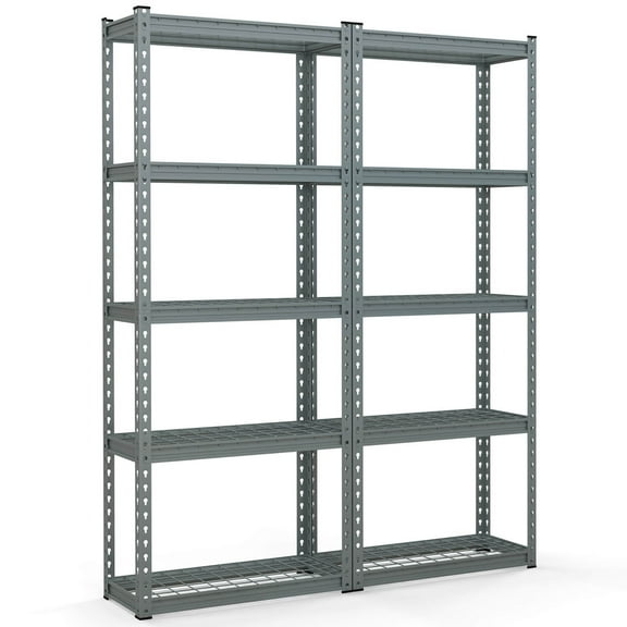 Gymax 2 PCS 5-Tier Metal Shelving Unit Heavy Duty Wire Storage Rack with Anti-slip Foot Pads