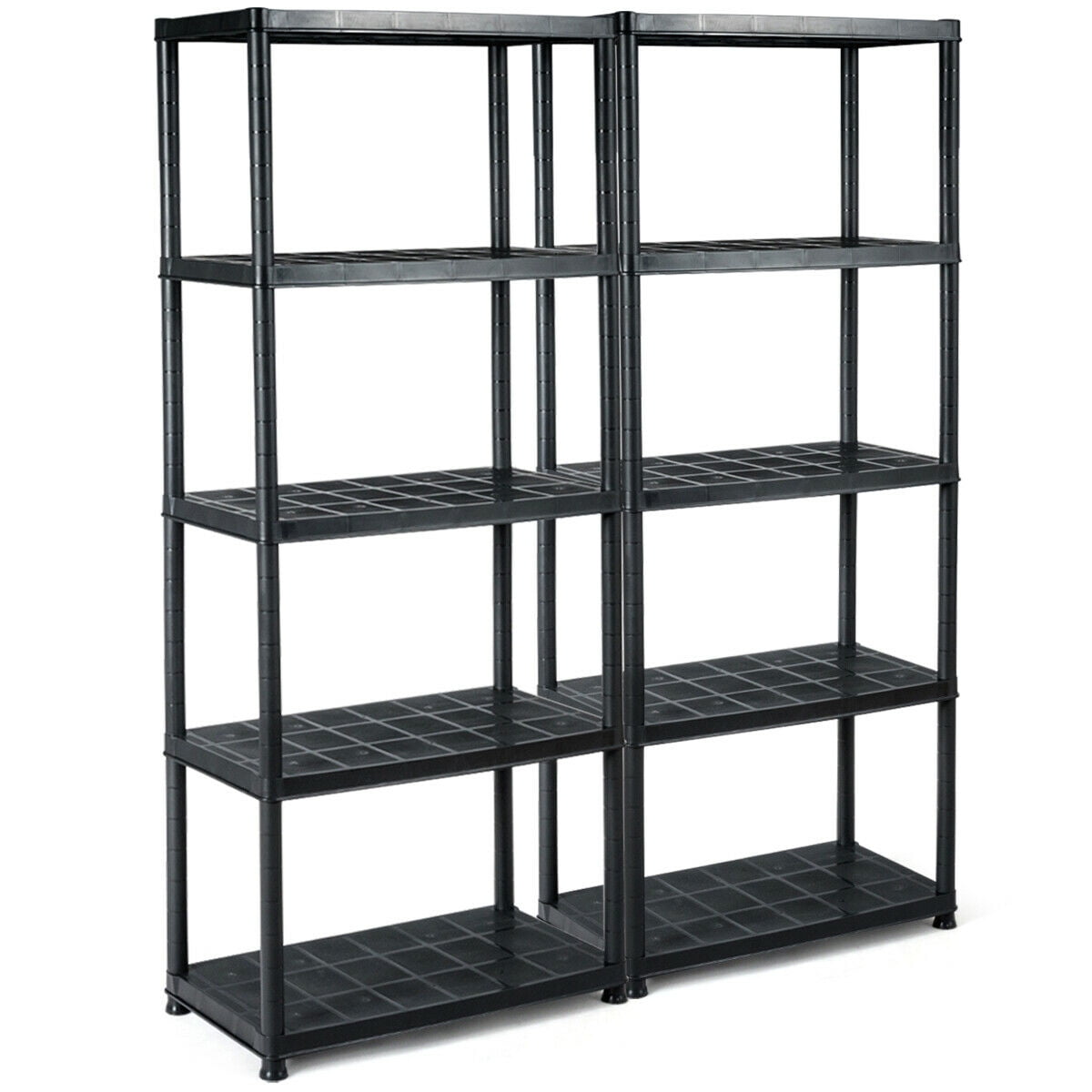 Gymax 2 PCS 5Tier Ventilated Shelving Storage Rack Free Standing Multi
