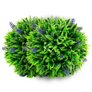 Gymax 2 PCS Artificial Lavender Topiary Balls 12 Inch Faux Hanging Plant Balls w/ Flowers