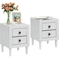 thumbnail image 1 of Gymax 2 PCS End Bedside Table Wooden Leg W/ Storage Drawers Nightstand White, 1 of 6