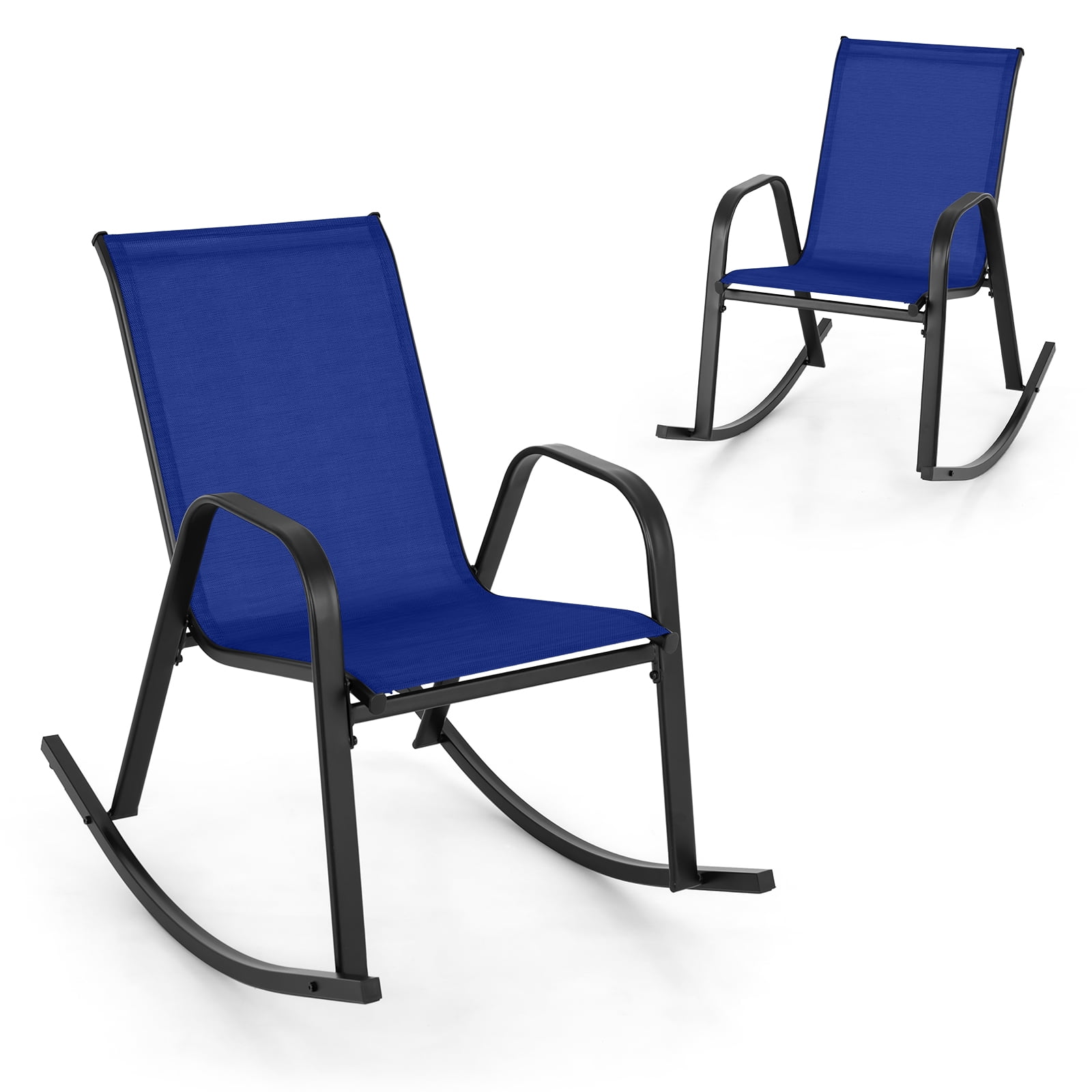 Gymax 2 PCS Patio Rocking Chair Outdoor Ergonomic Rockers w/ Breathable ...