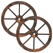 Gymax 2 PCS Rustic 24 Wood Wagon Wheels Carbonized Solid Fir Wood for Party Bar