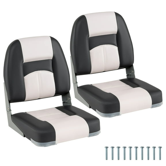 Gymax 2-Pack Boat Seats Waterproof PVC Leather Cabin Seating w/ Thick Sponge Padding