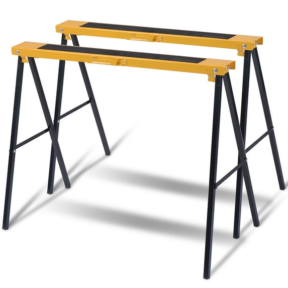 Gymax 2 Pack Heavy Duty Saw Horse Steel Folding Legs Portable