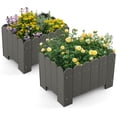 thumbnail image 1 of Gymax 2 Pack Rectangular Planter Box Weather-resistant HDPE Flower Pot w/ Drainage Gaps Grey, 1 of 10