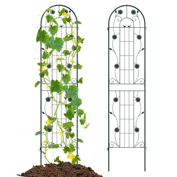 Gymax 2 Pack Rustproof Metal Garden Trellis 87'' x 20'' Wire Lattice Panel for Patio Green
