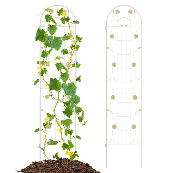Gymax 2 Pack Rustproof Metal Garden Trellis 87'' x 20'' Wire Lattice Panel for Patio White