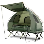 Gymax 2-Person Camping Tent Cot 5-in-1 Folding Camping Bed w/ Air Mattress Pillow Sleeping Bag