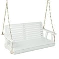 thumbnail image 1 of Gymax 2-Person Porch Swing Chair Wooden Garden Swing Bench w/ Adjustable Chains White, 1 of 8
