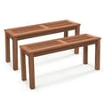 thumbnail image 1 of Gymax 2 Pieces 2-Person Outdoor Bench Patio Bench w/ Slatted Seat Weather Resistant Solid Wood Frame, 1 of 10