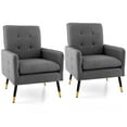 thumbnail image 1 of Gymax 2 Pieces Accent Chair Upholstered Armchair w/ Tufted Back & Metal Legs Gray, 1 of 10